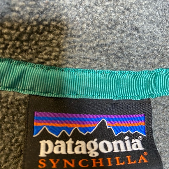 Patagonia women’s lightweight synchilla snap pullover gray yellow fleece size L - Picture 5 of 7